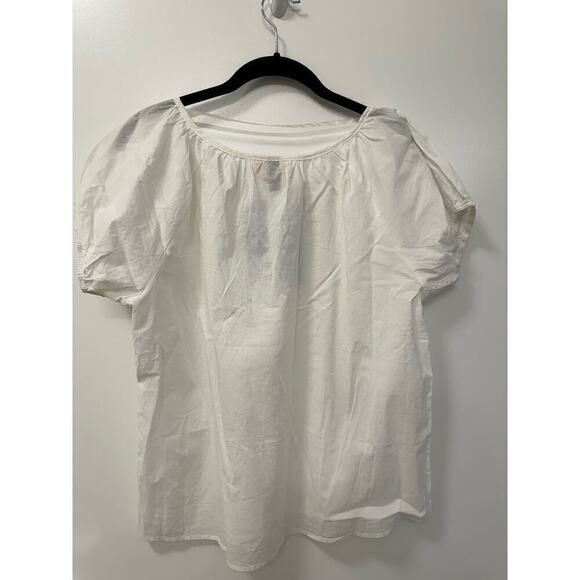 Universal Thread Medium White Cotton Peasant Top Boxy Oversized Fit - Picture 2 of 5
